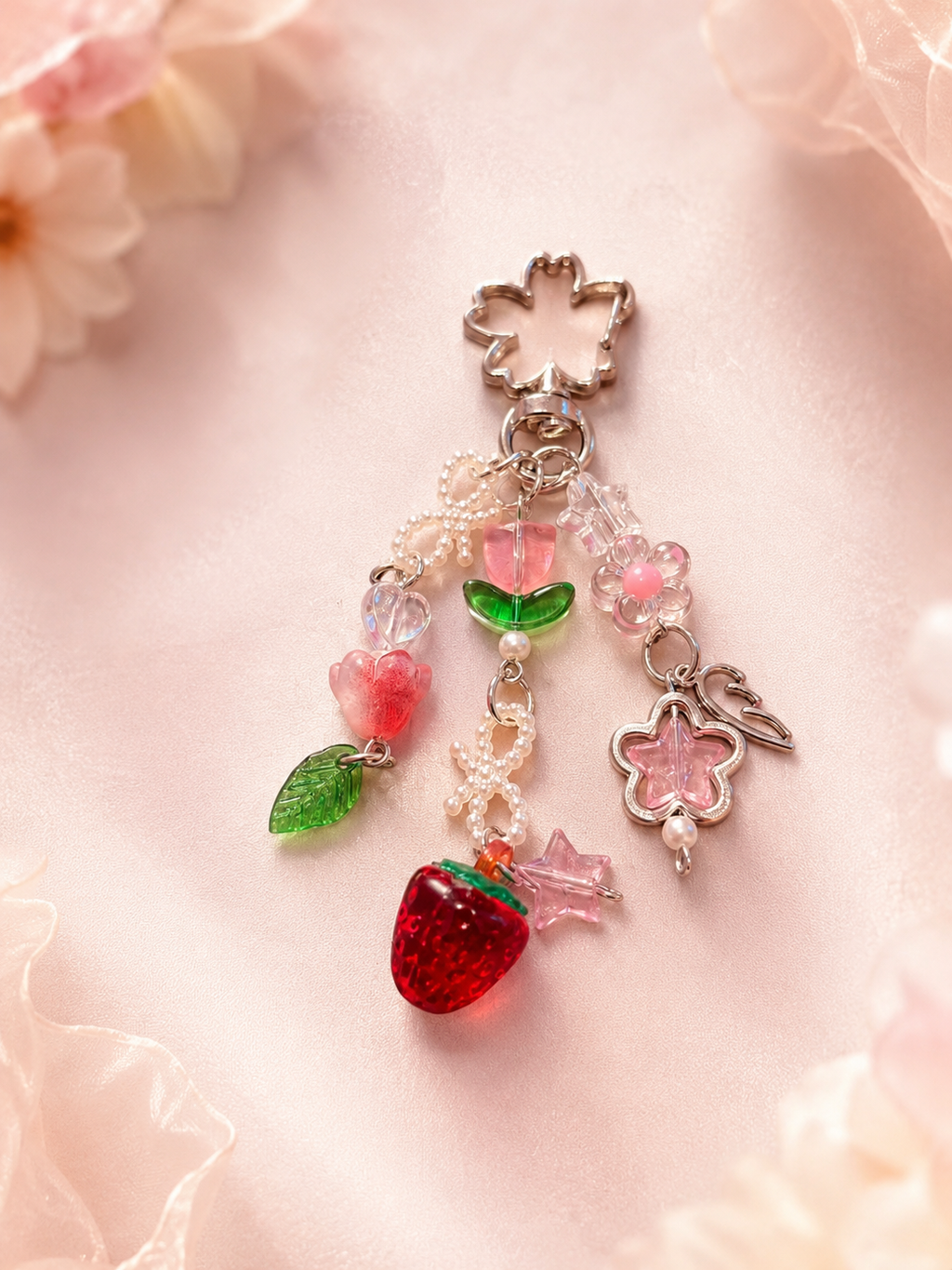 Strawberry Charm Keychain. 🍓🌸