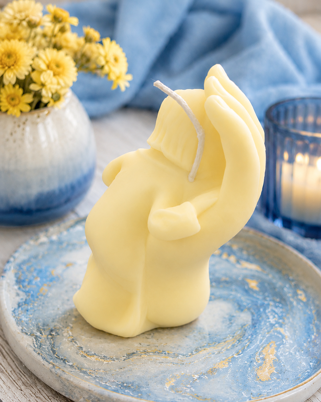 Handmade Guardian Angel in Hand Soy Wax Candle