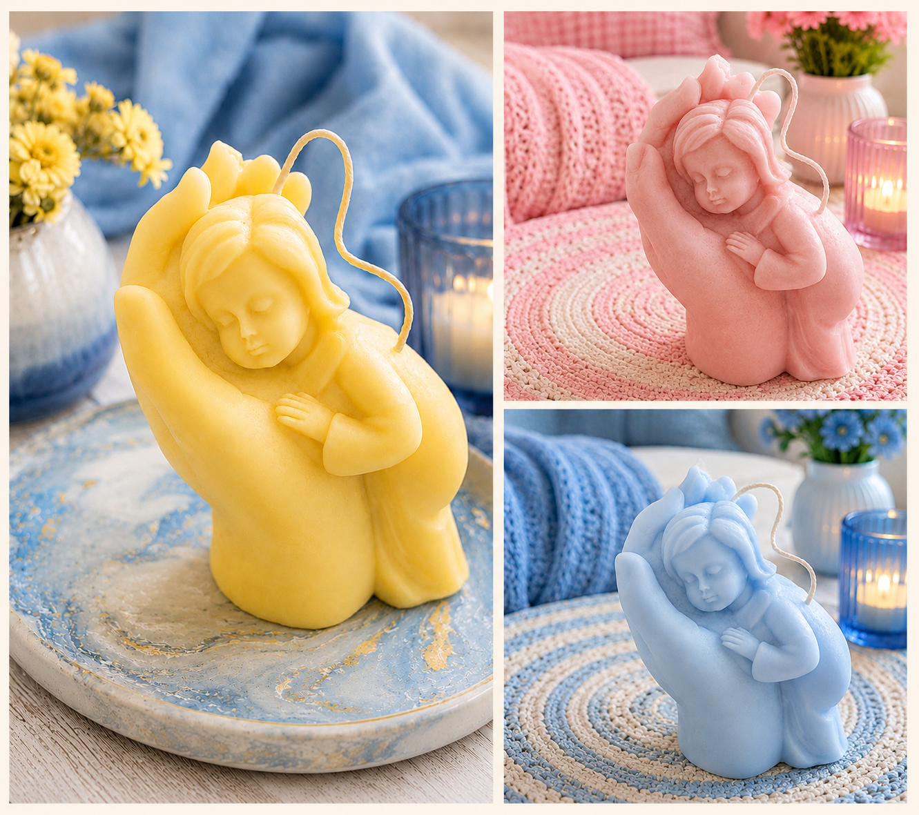 Handmade Guardian Angel in Hand Soy Wax Candle