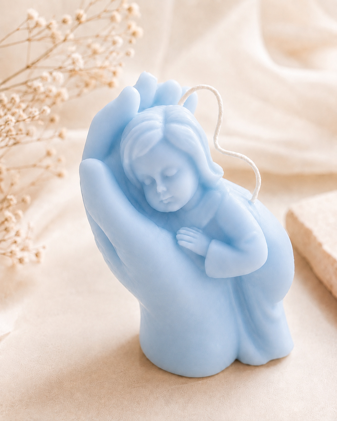 Handmade Guardian Angel in Hand Soy Wax Candle