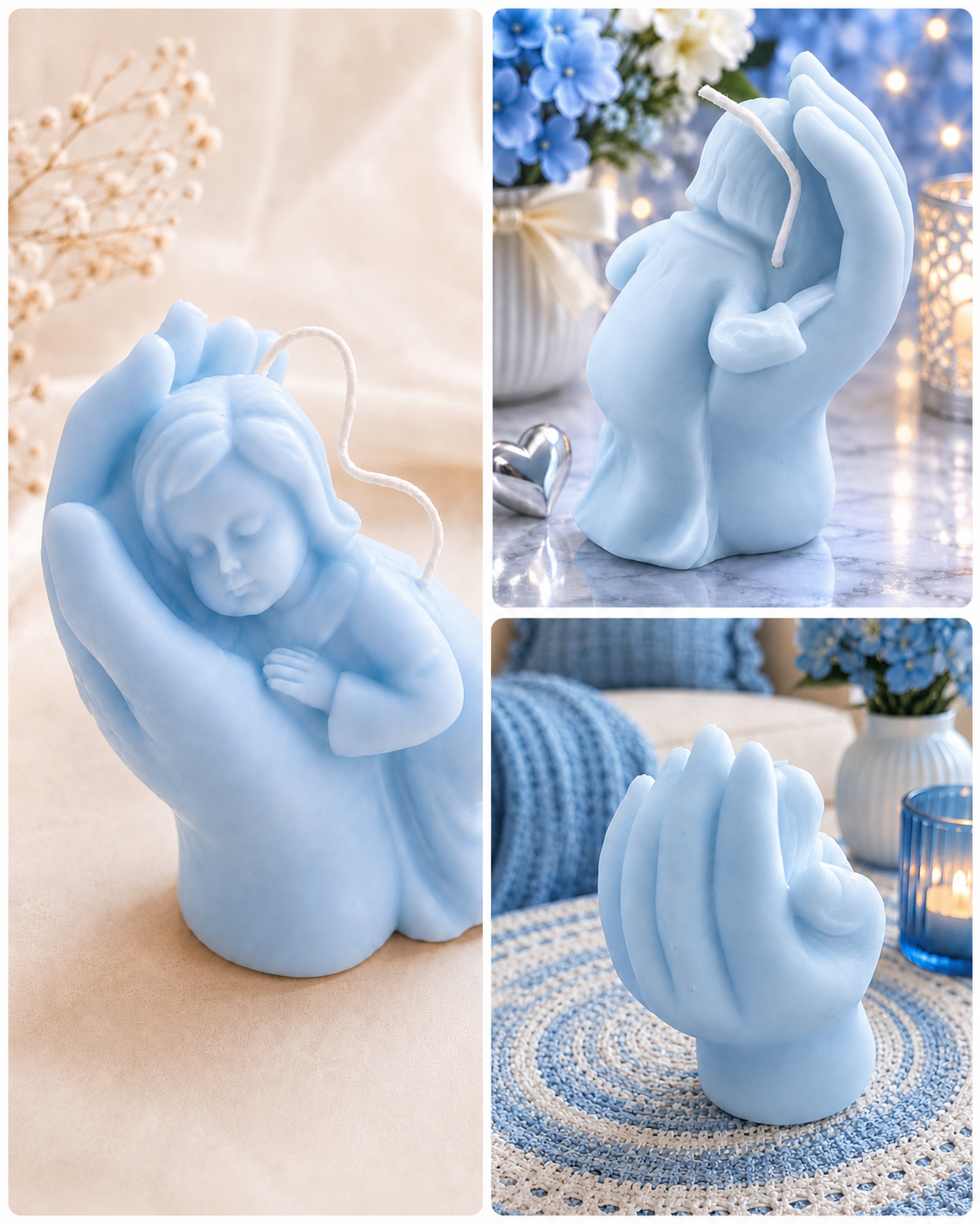 Handmade Guardian Angel in Hand Soy Wax Candle