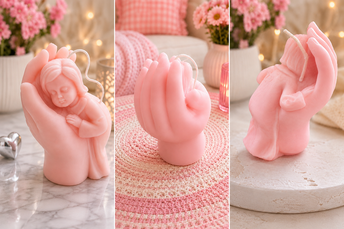 Handmade Guardian Angel in Hand Soy Wax Candle