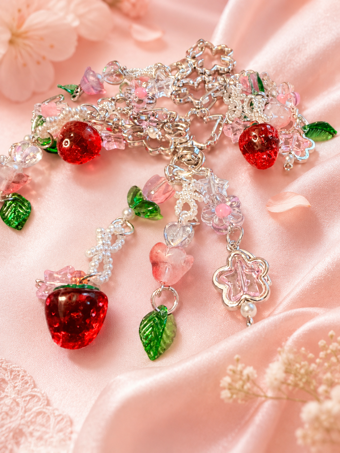 Strawberry Charm Keychain. 🍓🌸