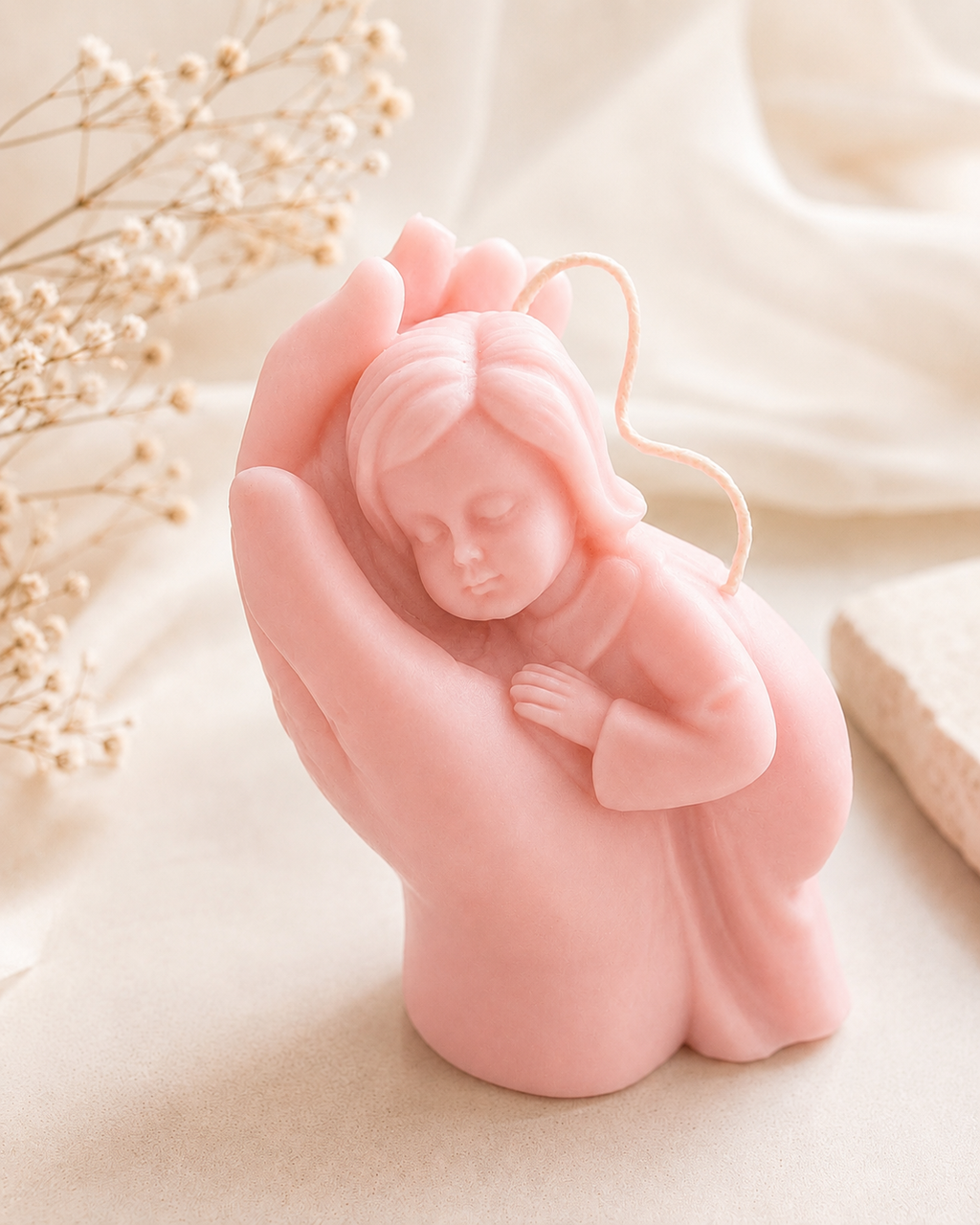 Handmade Guardian Angel in Hand Soy Wax Candle