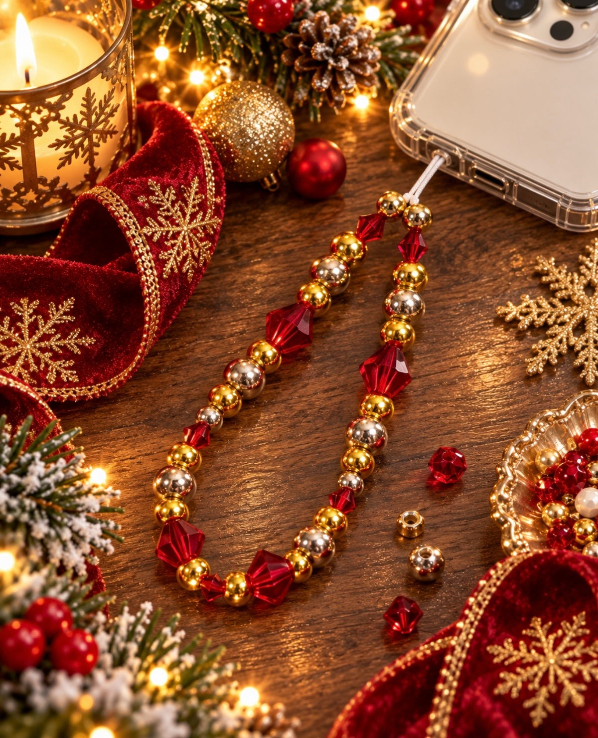 Christmas Cell Phone Straps – Handmade Holiday Beaded Charms