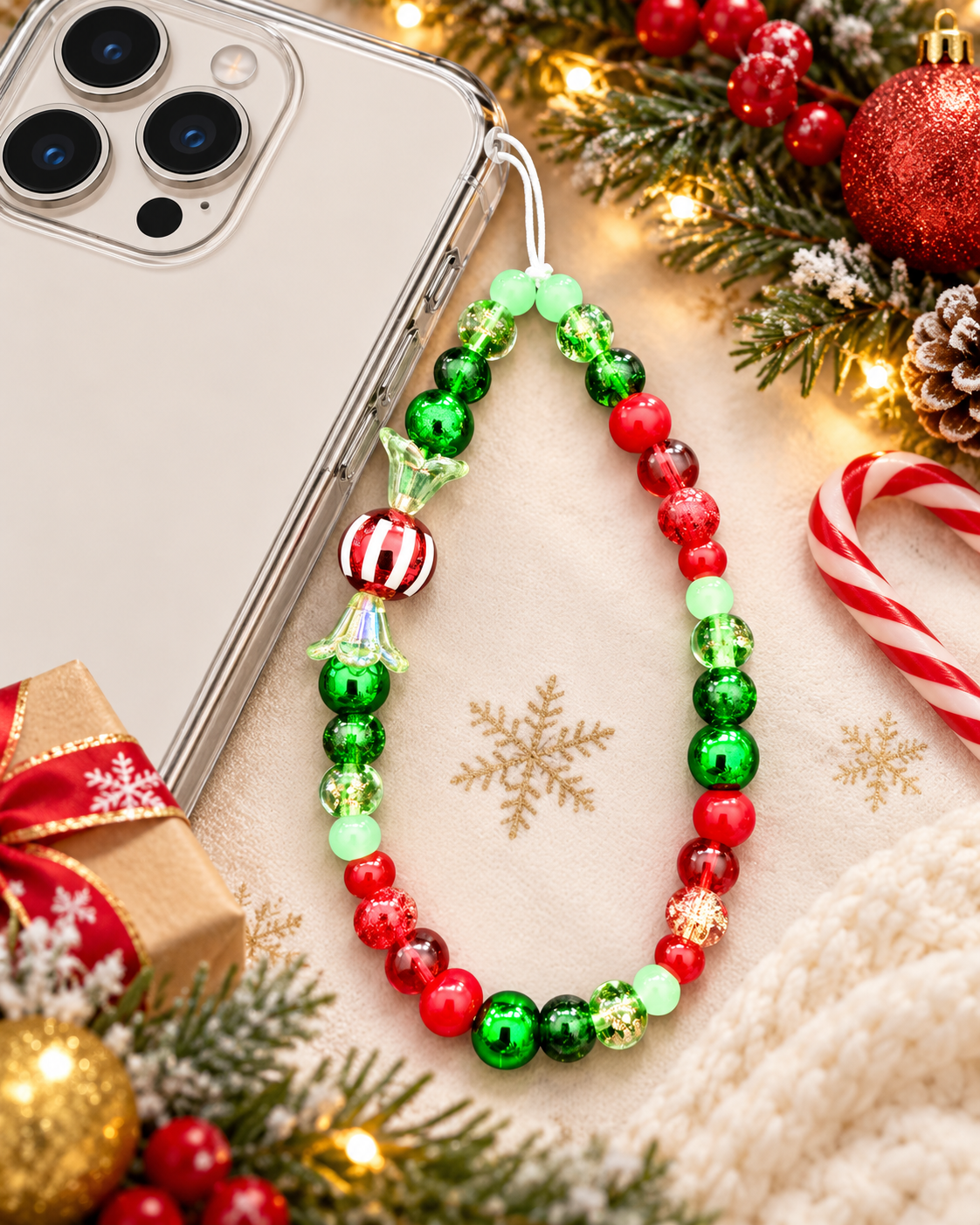 Christmas Cell Phone Straps – Handmade Holiday Beaded Charms