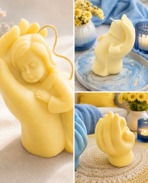 Handmade Guardian Angel in Hand Soy Wax Candle