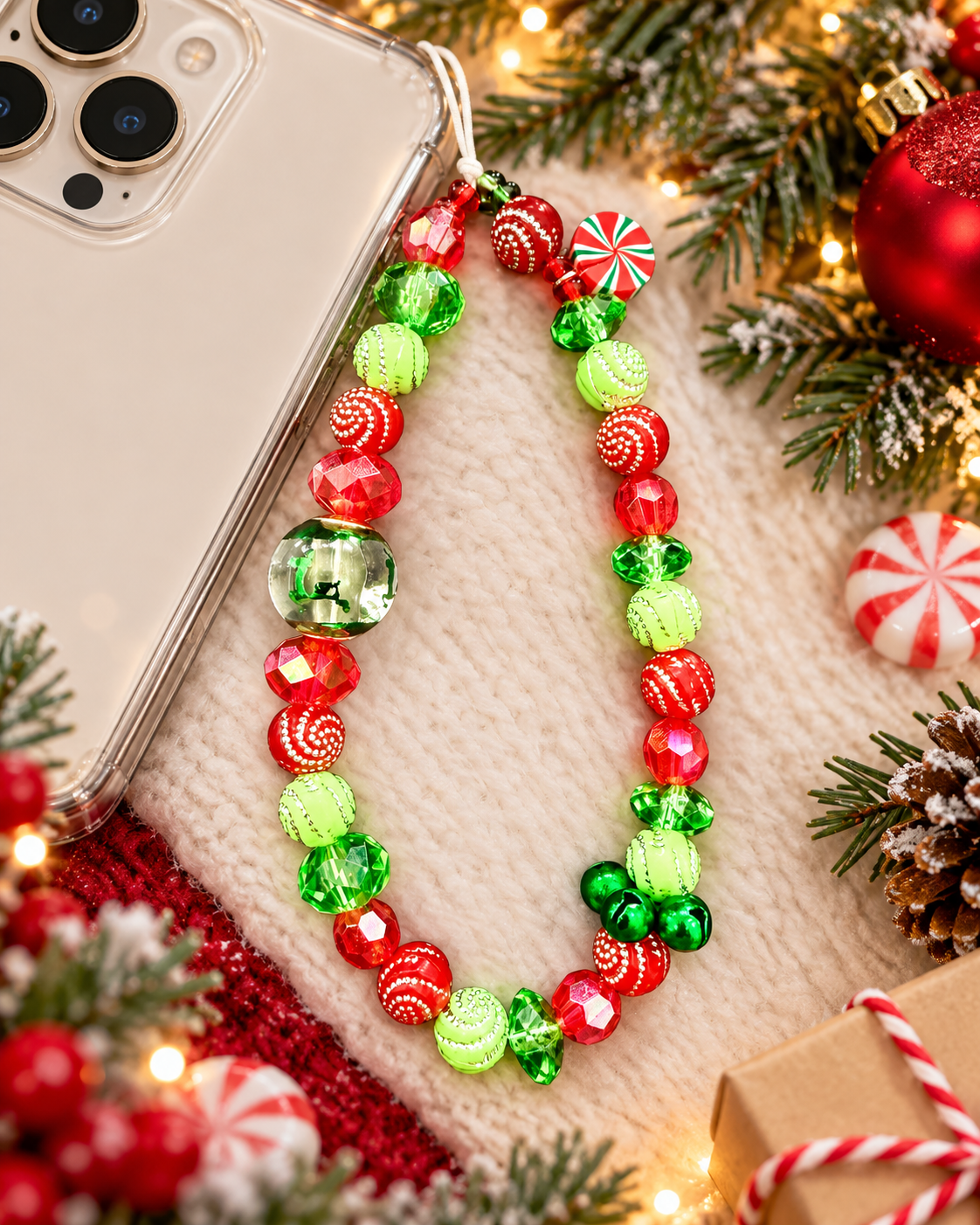 Christmas Cell Phone Straps – Handmade Holiday Beaded Charms