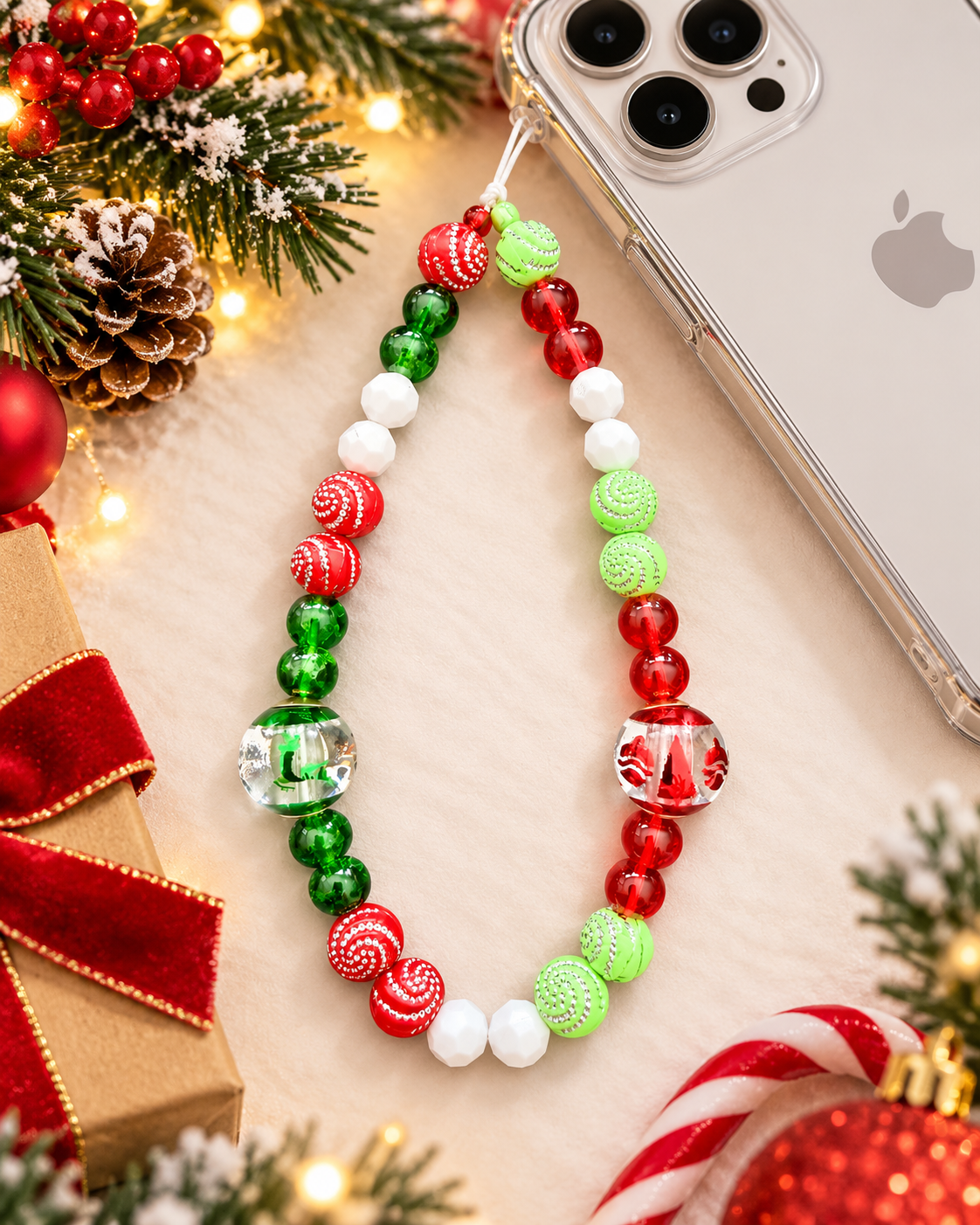 Christmas Cell Phone Straps – Handmade Holiday Beaded Charms