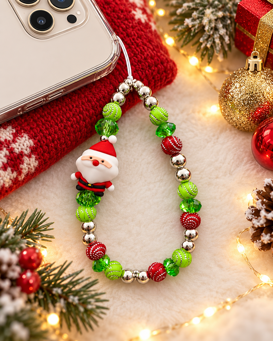 Christmas Cell Phone Straps – Handmade Holiday Beaded Charms