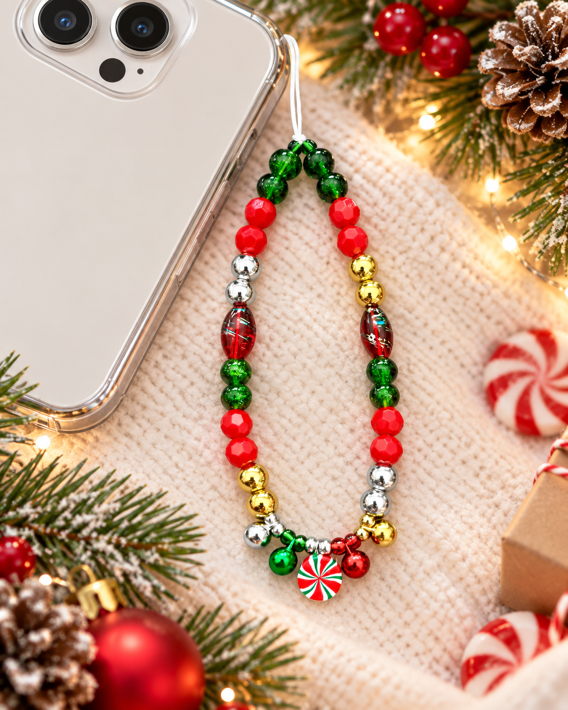 Christmas Cell Phone Straps – Handmade Holiday Beaded Charms