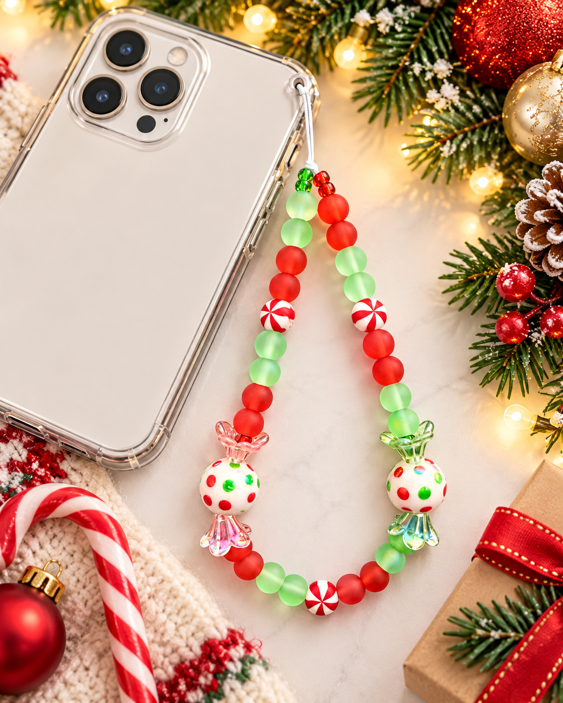 Christmas Cell Phone Straps – Handmade Holiday Beaded Charms