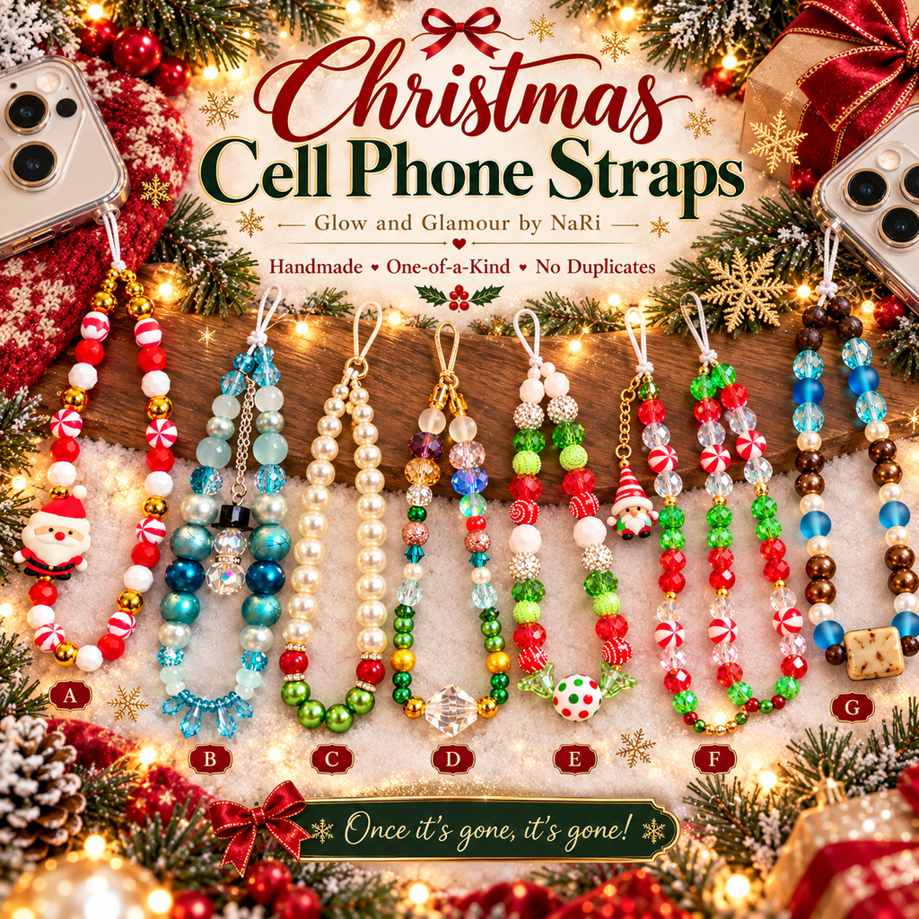 Christmas Cell Phone Straps – Handmade Holiday Beaded Charms
